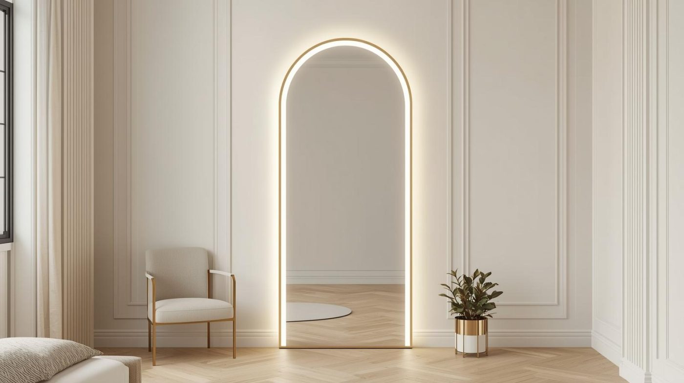 Cách Chọn Gương Cho Không Gian Nhỏ 3 Gương soi đèn led toàn thân bán nguyệt