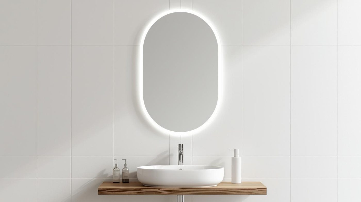 Nguyên Nhân Gương Đèn Led Không Sáng 2 Gương soi phòng tắm hình bầu dục