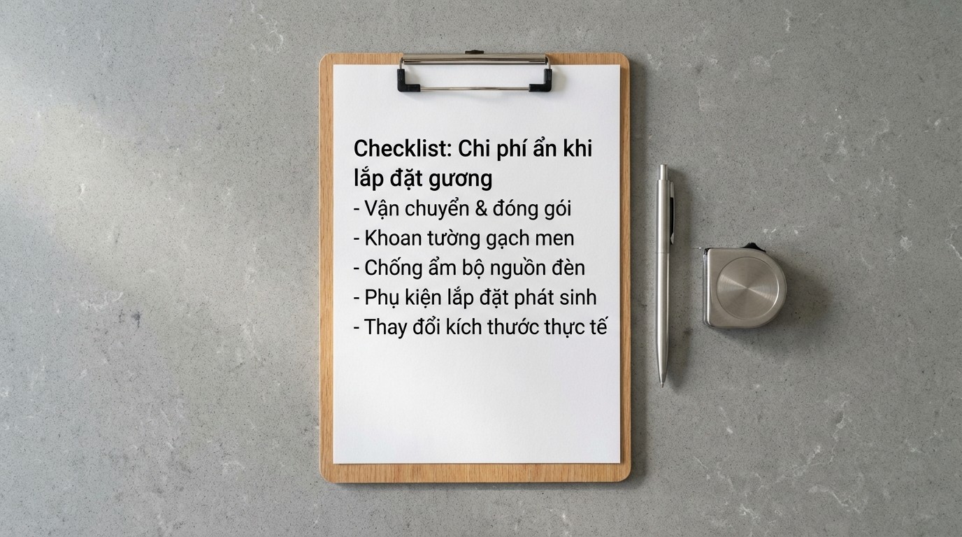 Checklist các chi phí ẩn khi vận chuyển và lắp đặt gương soi nhà vệ sinh
