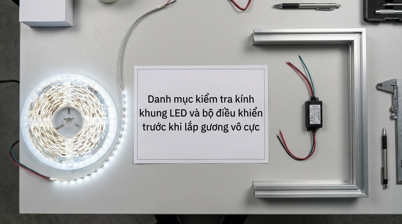 Gương Vô Cực Là Gì? Nguyên Lý, Tiêu Chuẩn Chất Lượng Và Ứng Dụng Không Gian 2 Danh mục kiểm tra kính khung LED và bộ điều khiển trước khi lắp gương vô cực