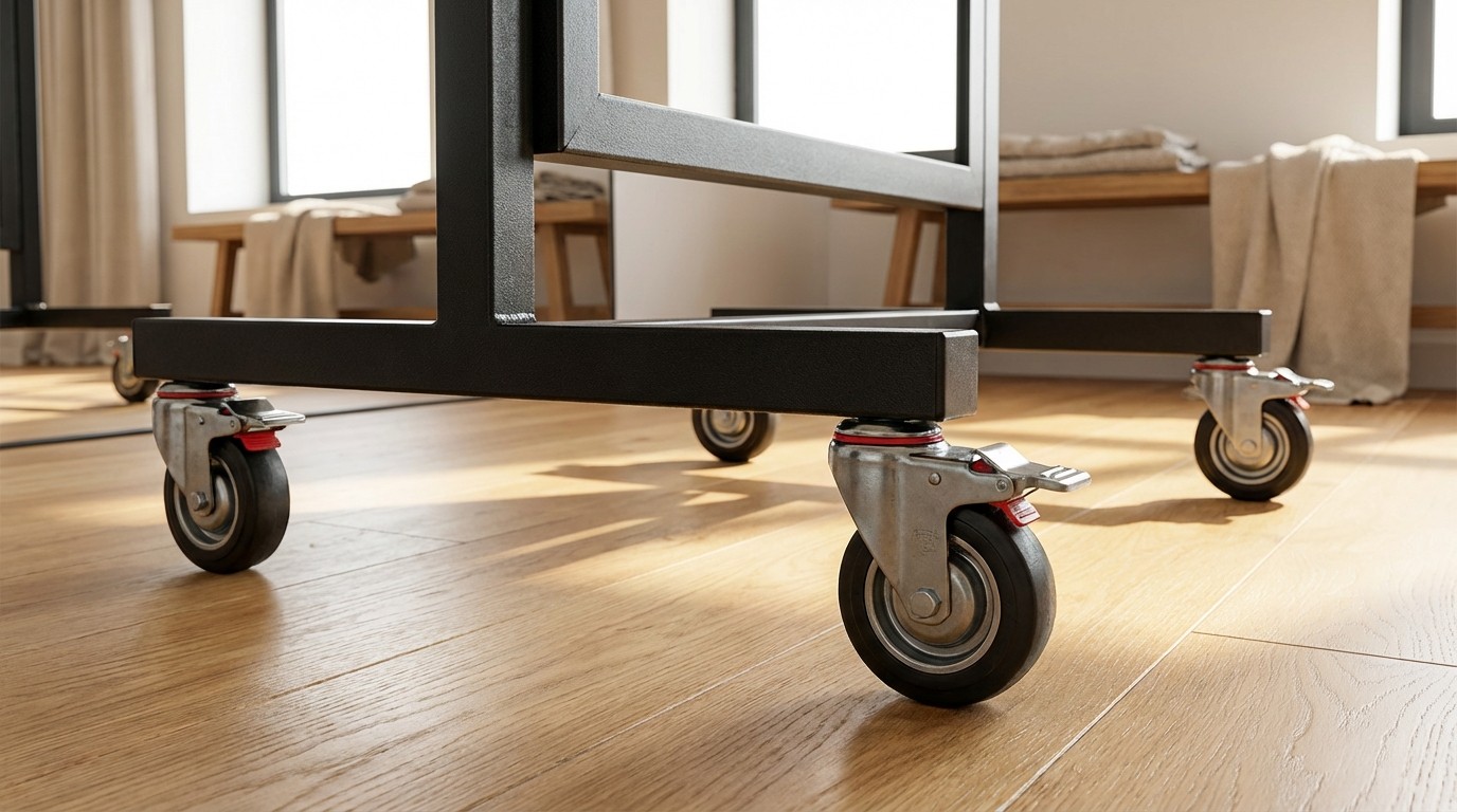 Gương Di Động Toàn Thân Tiêu Chuẩn Phổ Biến 2 Khung thép sơn tĩnh điện kết hợp hệ bánh xe chịu lực 360 độ có chốt khóa an toàn