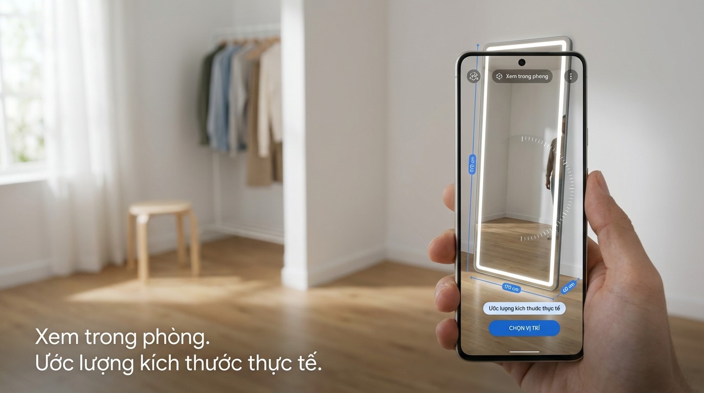 Mô phỏng AR View in Room để ước lượng kích thước gương soi toàn thân trong không gian phòng