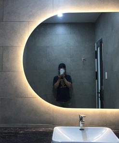 Gương soi đèn led phòng tắm, bàn phấn chữ D – đèn hắt