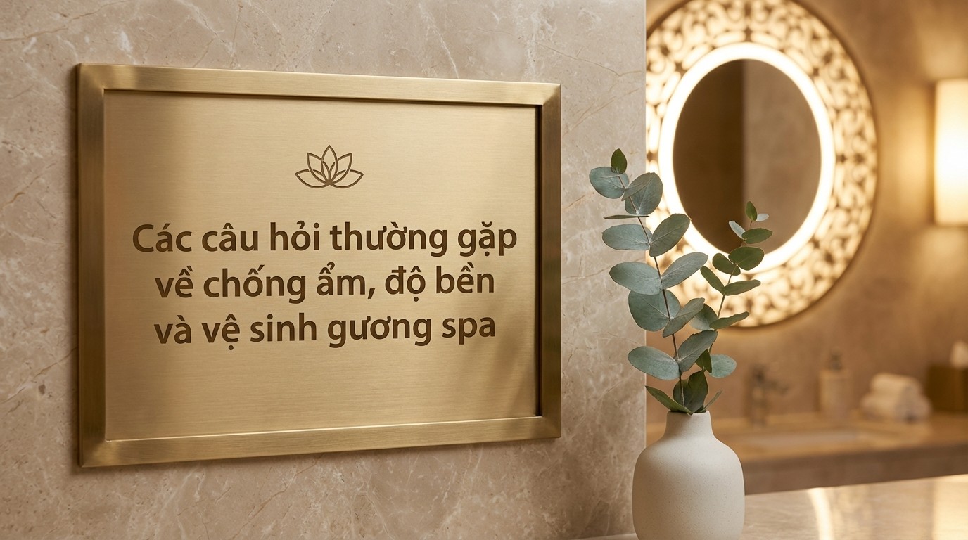 Các câu hỏi thường gặp về chống ẩm, độ bền và vệ sinh gương spa