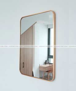 Gương soi khung nhôm hình chữ nhật vàng