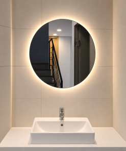 Gương soi đèn led hình tròn cho phòng tắm