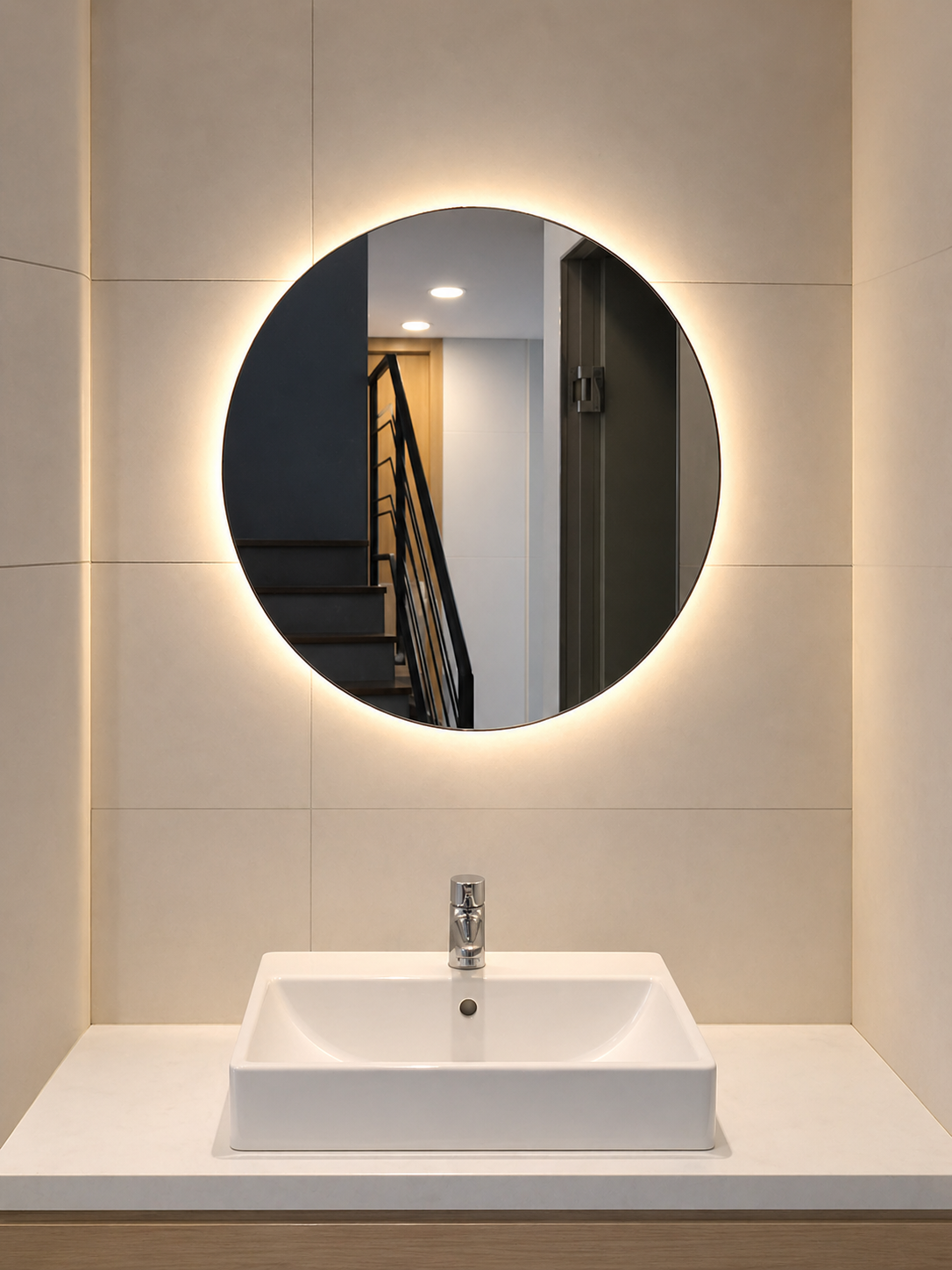 Gương soi đèn led hình tròn cho phòng tắm guong soi den led hinh tron cho phong tam ai clean