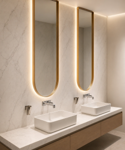Gương soi đèn led hình vòm ngược phòng tắm