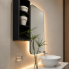 Gương soi đèn led phòng tắm chữ nhật bo góc