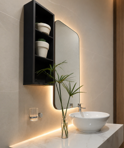 Gương soi đèn led phòng tắm chữ nhật bo góc