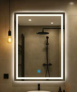 Gương chữ nhật đèn viền Led trước + sau