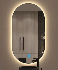 Gương soi đèn led oval hắt sau