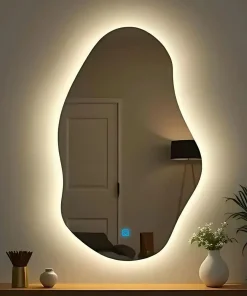 Gương soi đèn led hình sỏi đứng móm