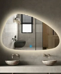 Gương soi đèn led hình sỏi ngang