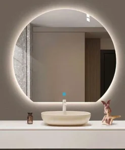 Gương soi đèn led tròn khuyết đáy